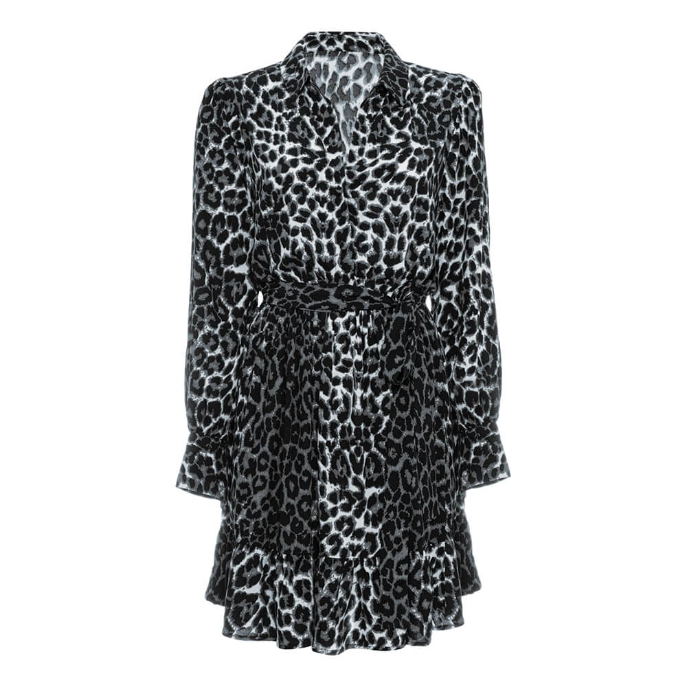 Pure Paris-Leopar Fırfırlı Mini Elbise-Elbise-4-roqelvaxirum.shop