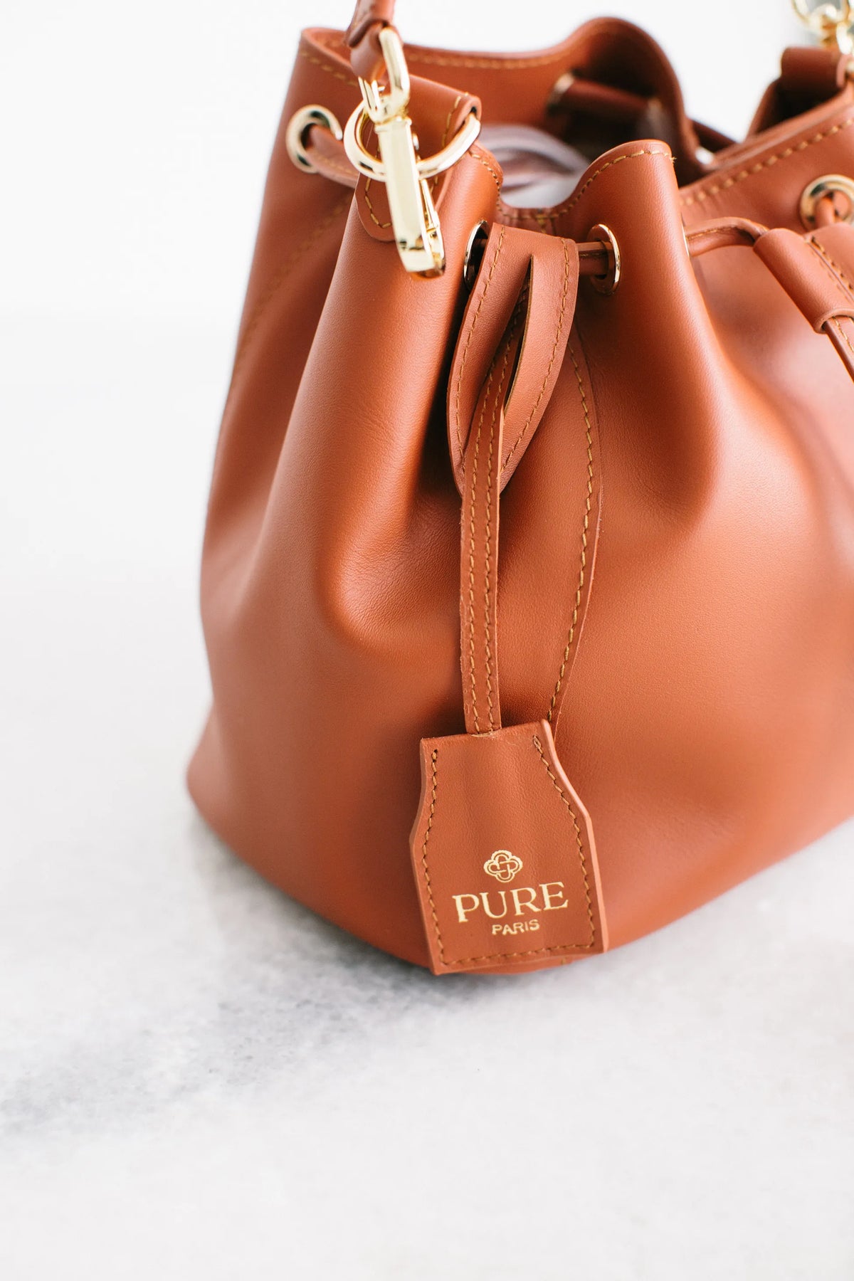 Pure Paris-Petit Bonbon Hakiki Deri Bucket Çanta, Kiremit-Omuz Çantası-9-roqelvaxirum.shop
