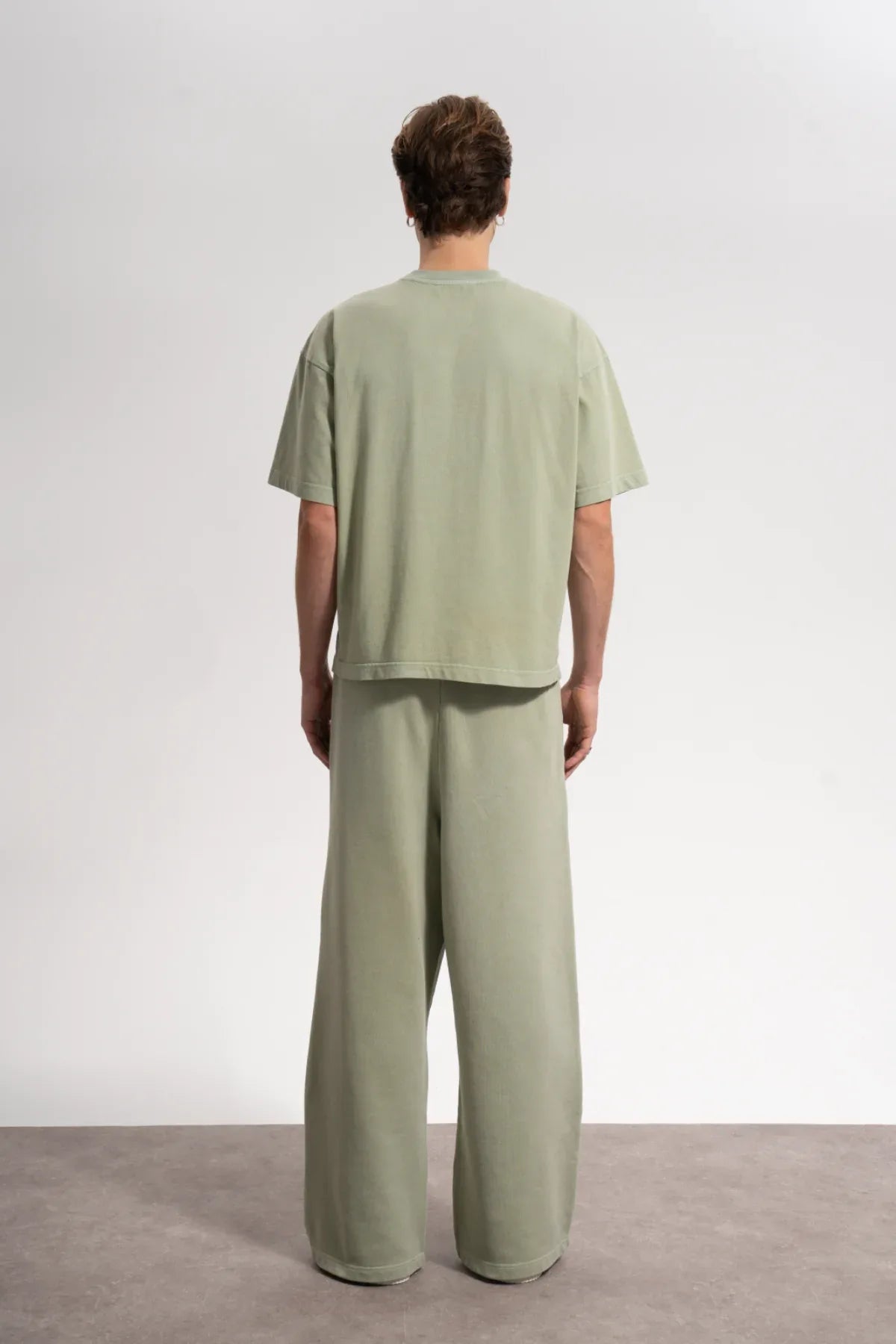 Erkek Oversized Washed Basic T-Shirt - Yeşil