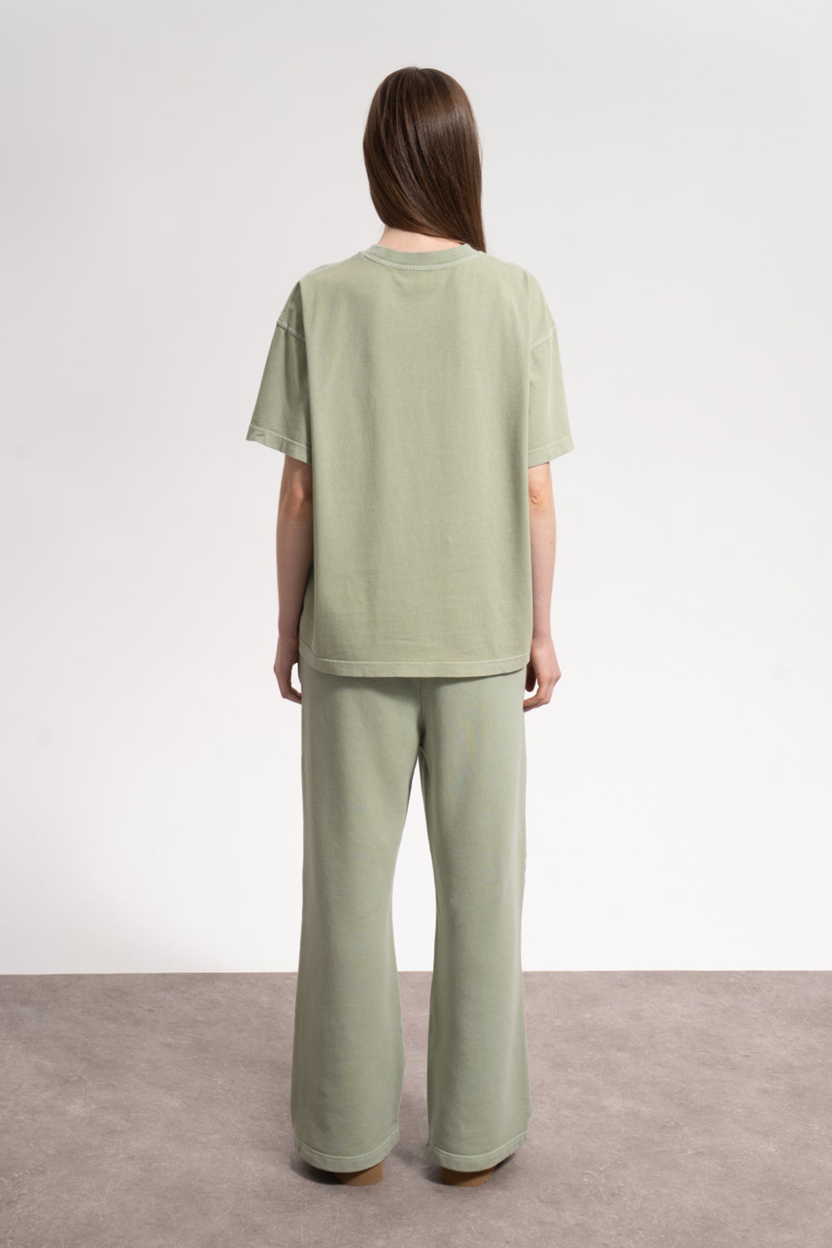 Kadın Oversized Washed Basic T-Shirt - Yeşil