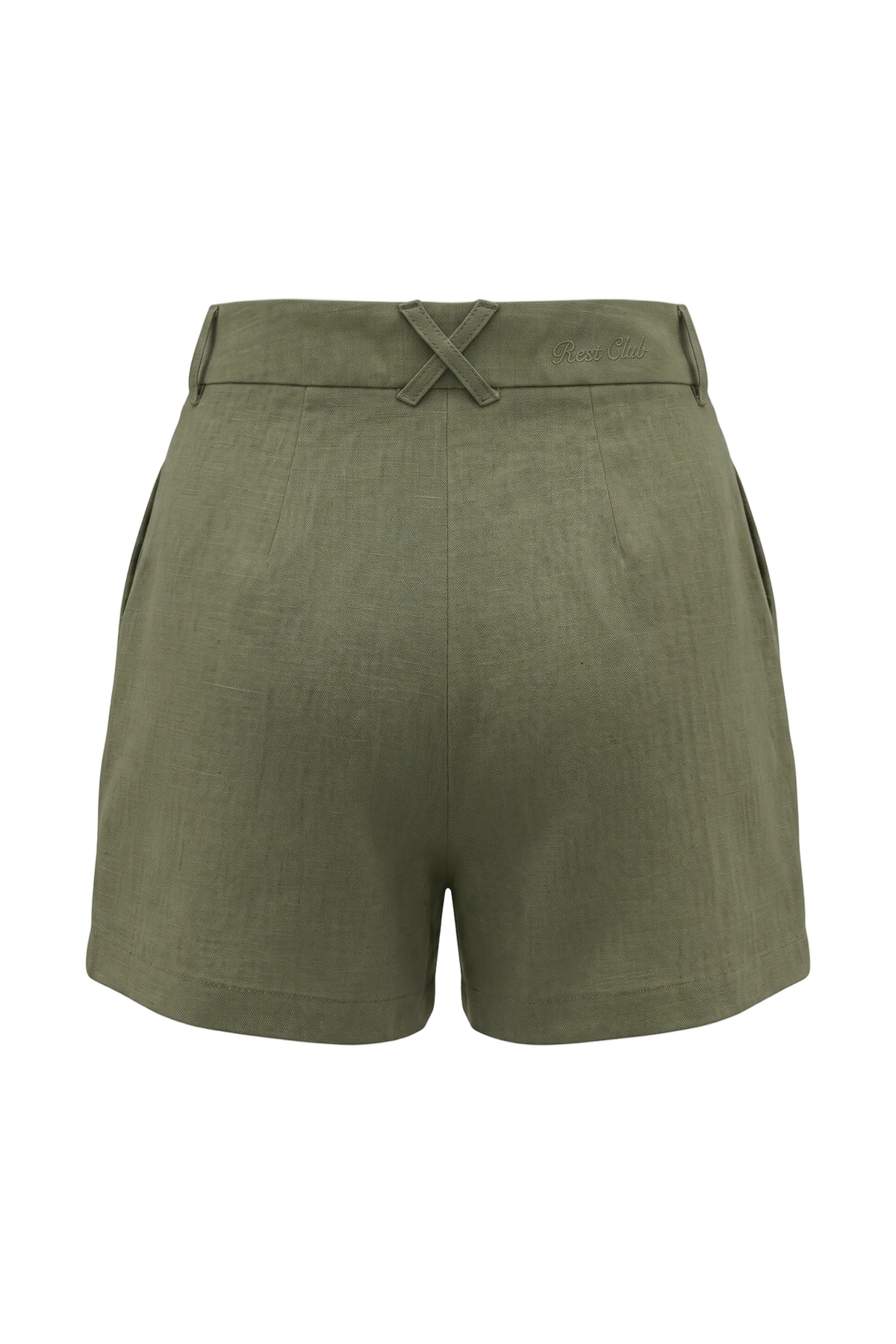 Kadın Oversized Rest Club Linen Short - Haki - 1