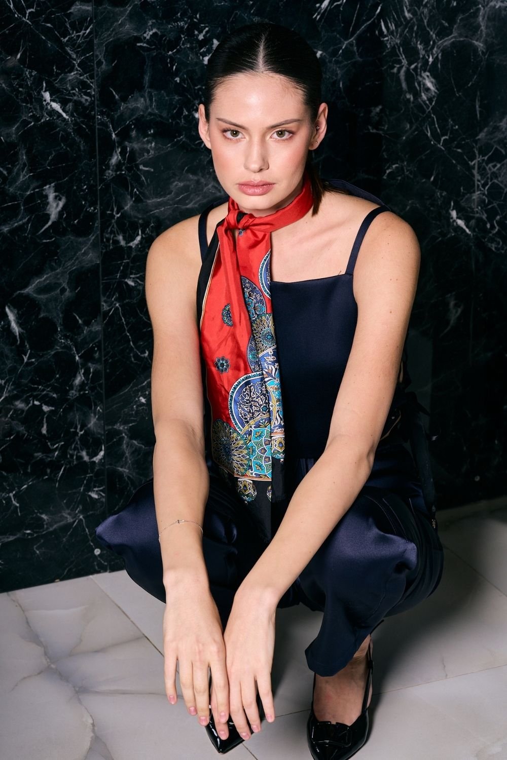 Rafael Fernè-Chole Lacivert Üst-Crop Top-1-roqelvaxirum.shop