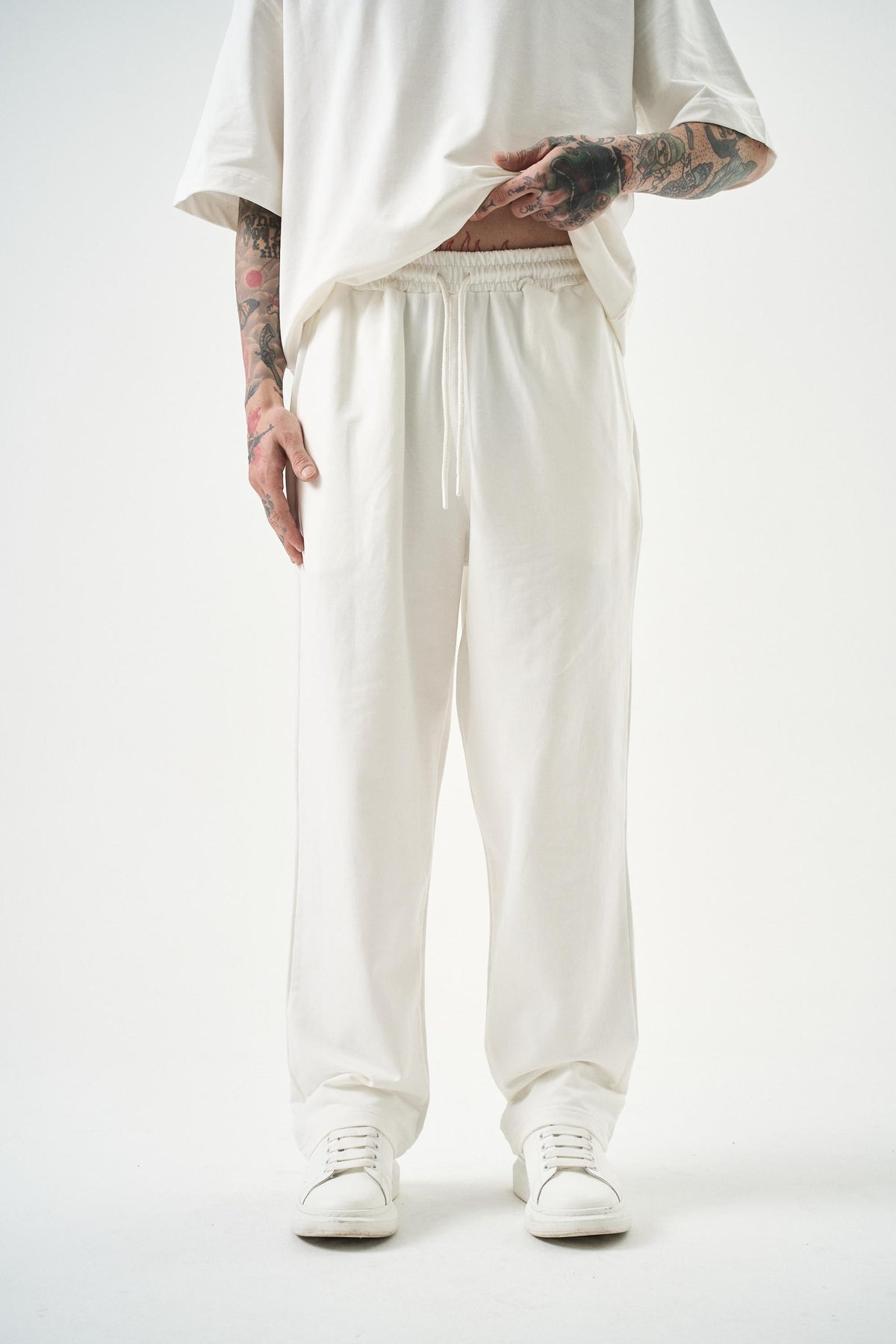 Erkek Basic Baggy Eşofman Altı Ekru