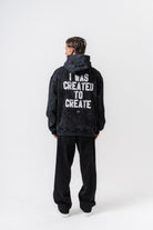 Erkek Create Baskılı Kapüşonlu Oversize Hoodie Siyah