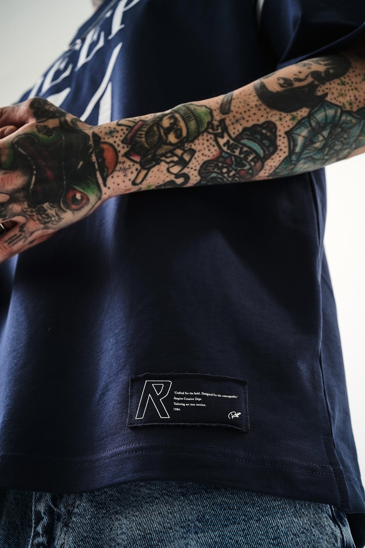 Erkek Deep 74 Baskılı Oversize T-Shirt İNdigo