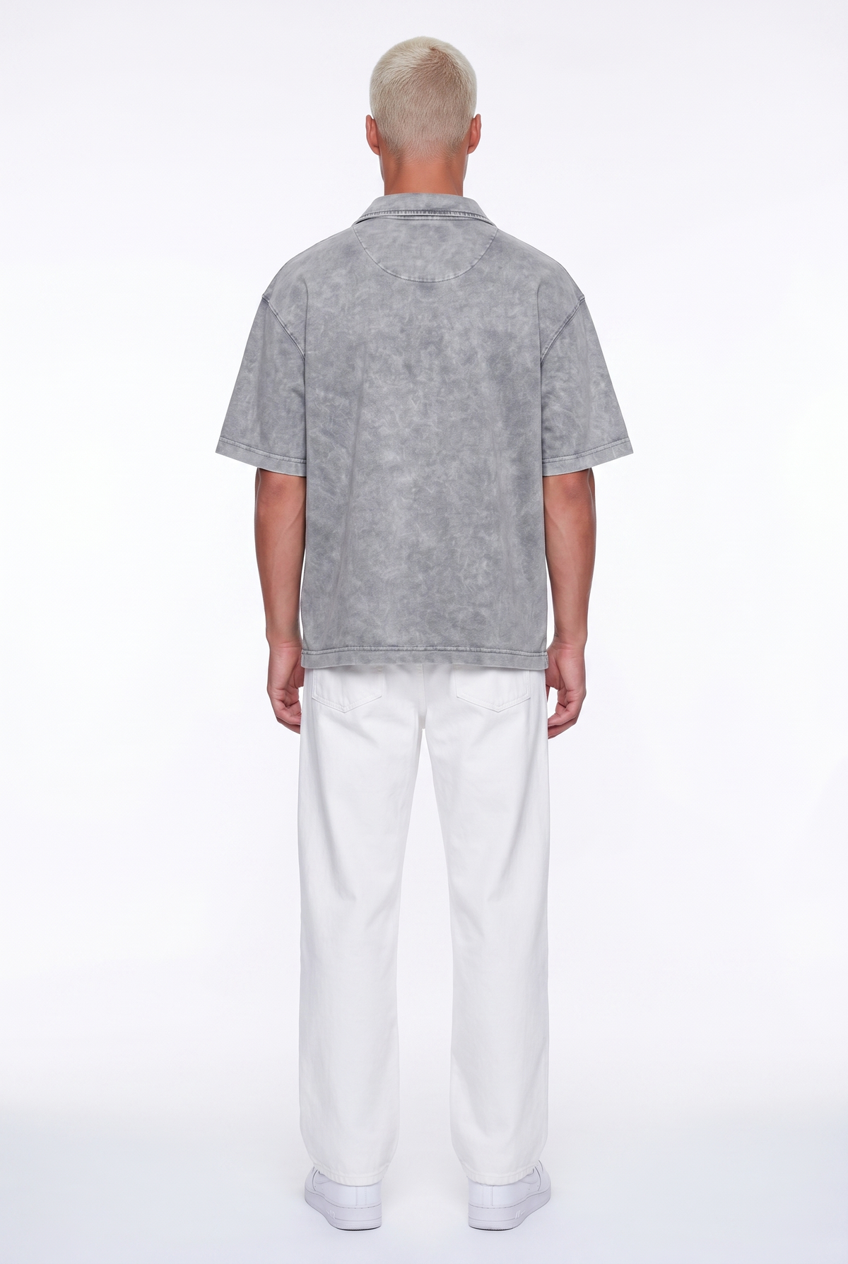 Erkek 24207 Baskılı Yıkamalı Oversize T-Shirt Gri