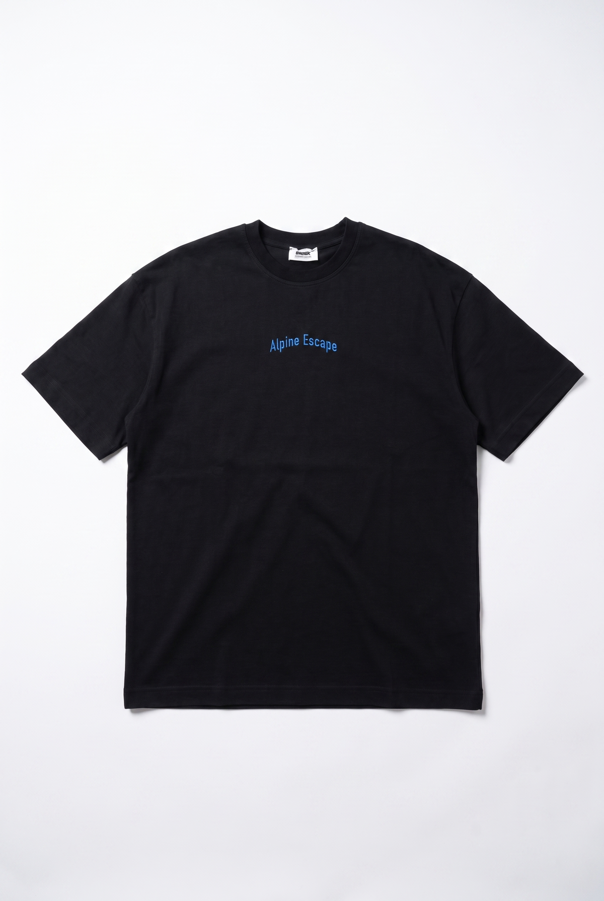 Erkek Alpine Nakışlı Oversize T-Shirt Siyah