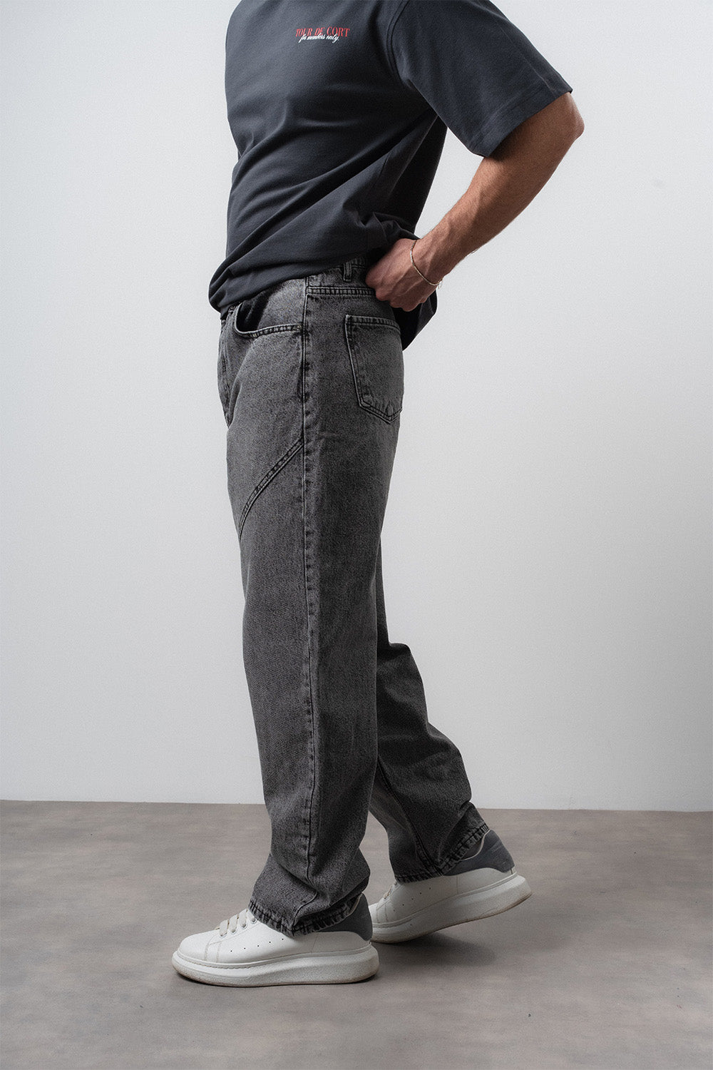 Respire-Erkek Asimetrik Dikiş Detaylı Baggy Jean Antrasit-Kot Pantolon-3-roqelvaxirum.shop