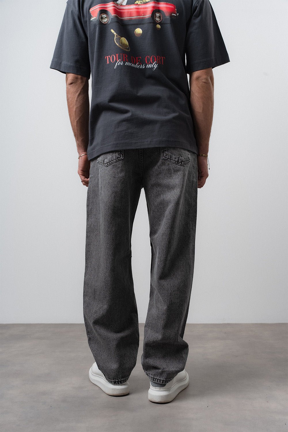 Respire-Erkek Asimetrik Dikiş Detaylı Baggy Jean Antrasit-Kot Pantolon-4-roqelvaxirum.shop