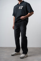 Respire-Erkek Asimetrik Dikiş Detaylı Baggy Jean Siyah-Kot Pantolon-2-roqelvaxirum.shop