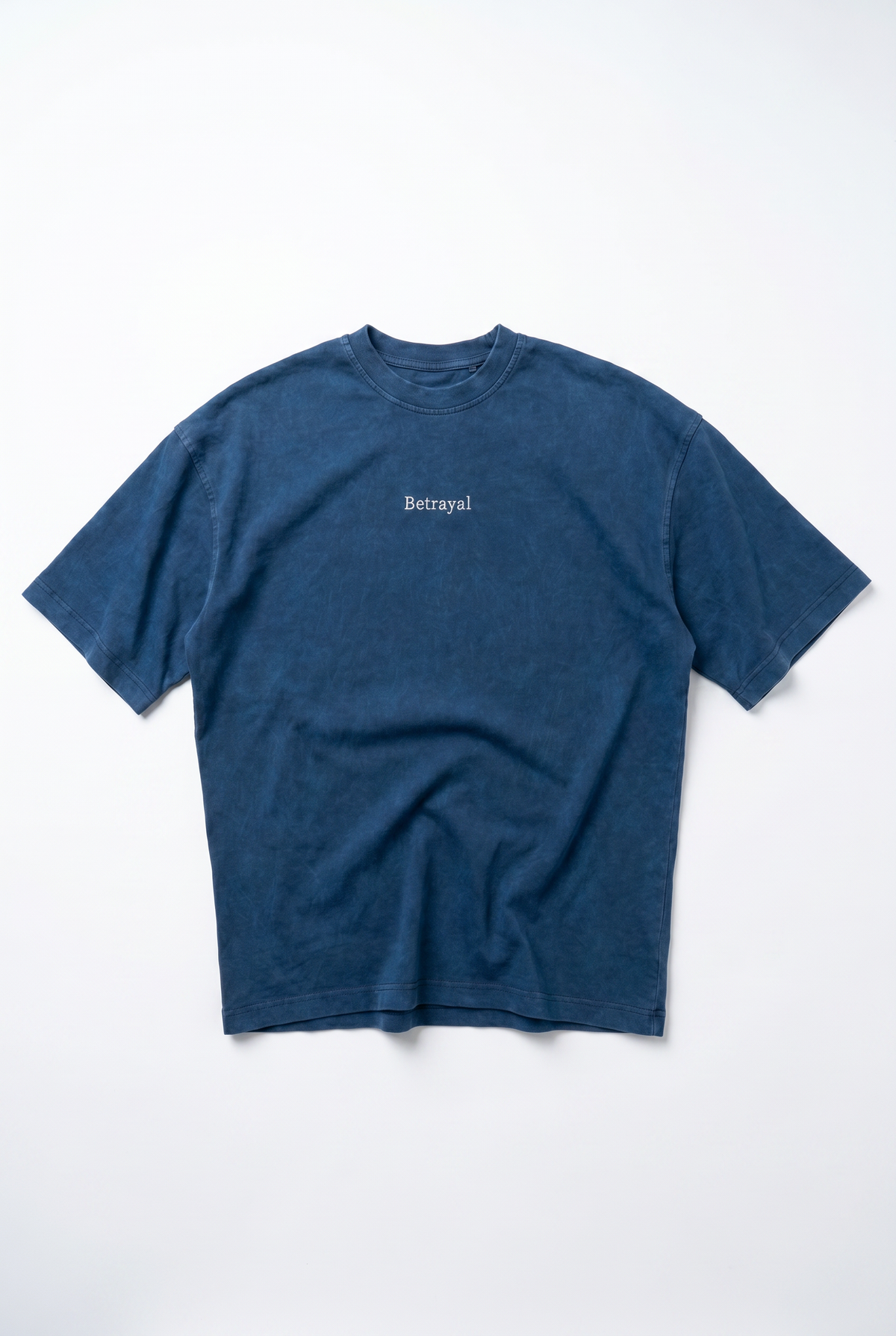 Erkek Betrayal Baskılı Yıkamalı Oversize T-Shirt Lacivert