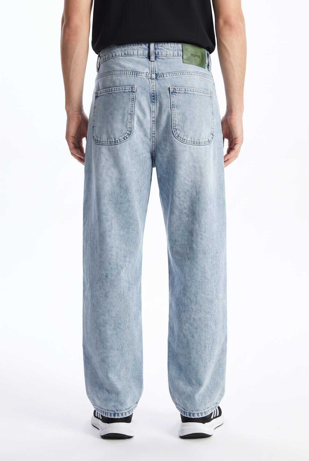 Erkek Dikiş Detaylı Baggy Jean Mavi