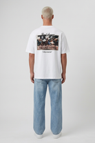 Erkek Final Supper Nakışlı Oversize T-Shirt Ekru