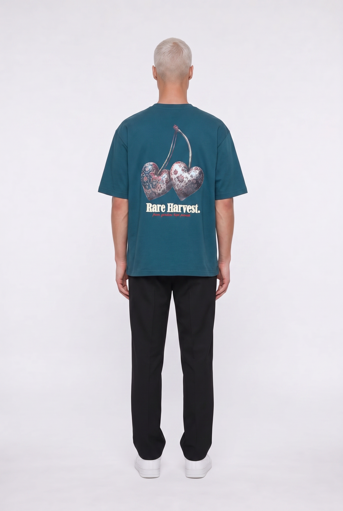 Erkek Harvest Baskılı Oversize T-Shirt Zümrüt