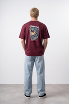 Erkek Hidden Self Baskılı Oversize T-Shirt Bordo