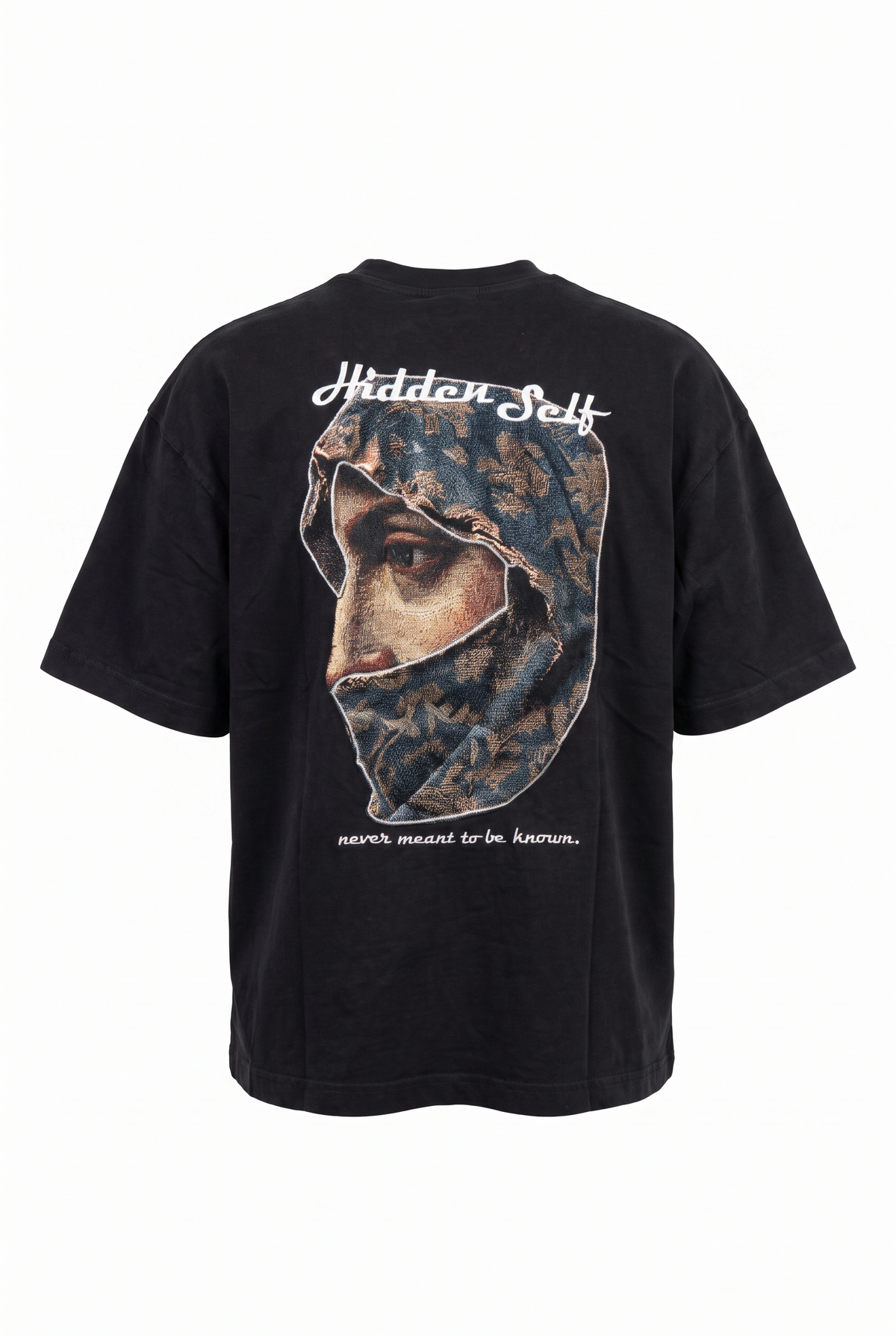 Erkek Hidden Self Baskılı Oversize T-Shirt Siyah