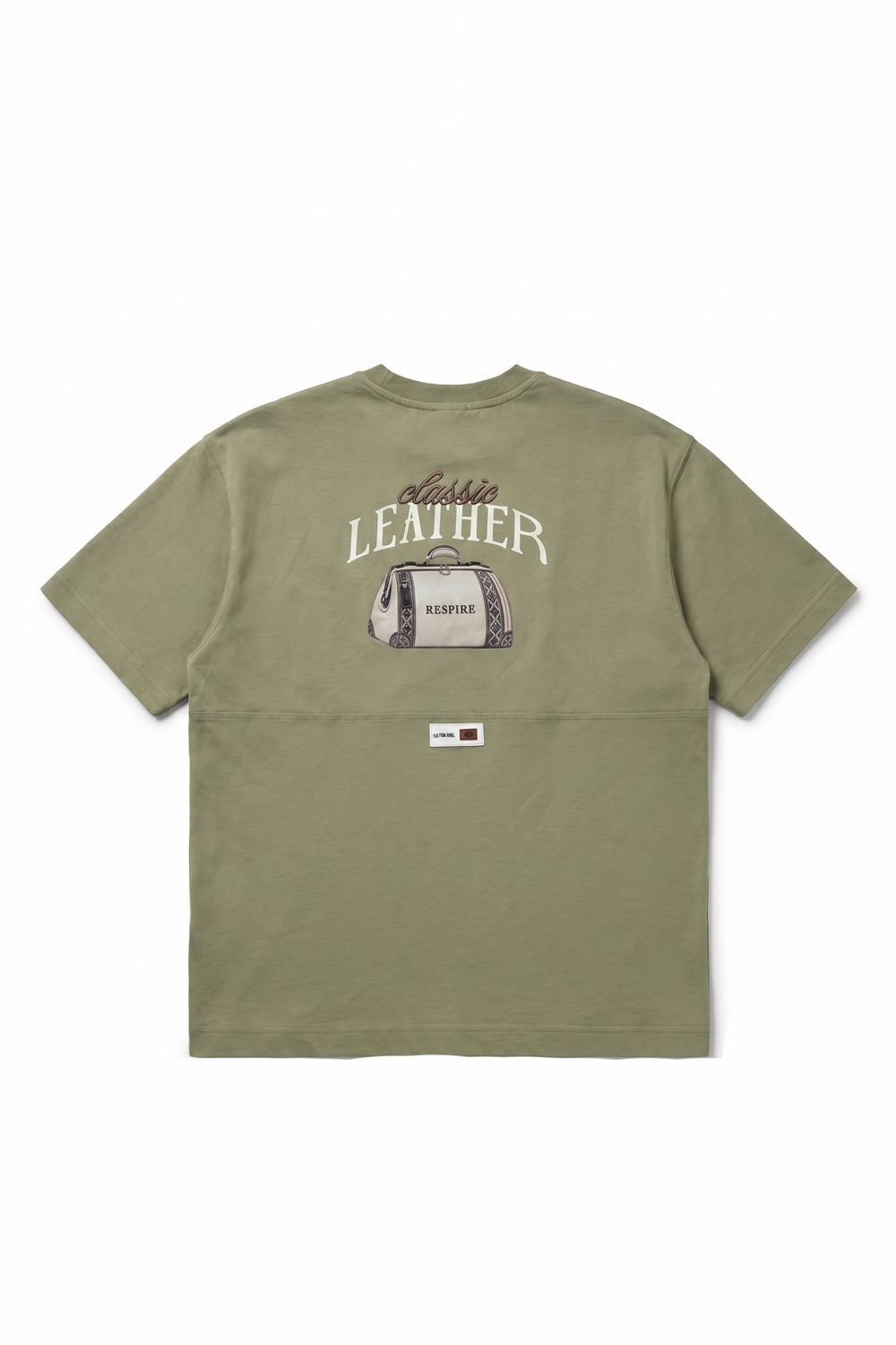 Erkek Leather Baskılı Oversize T-Shirt Haki
