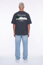 Erkek Maison Baskılı Oversize T-Shirt Füme