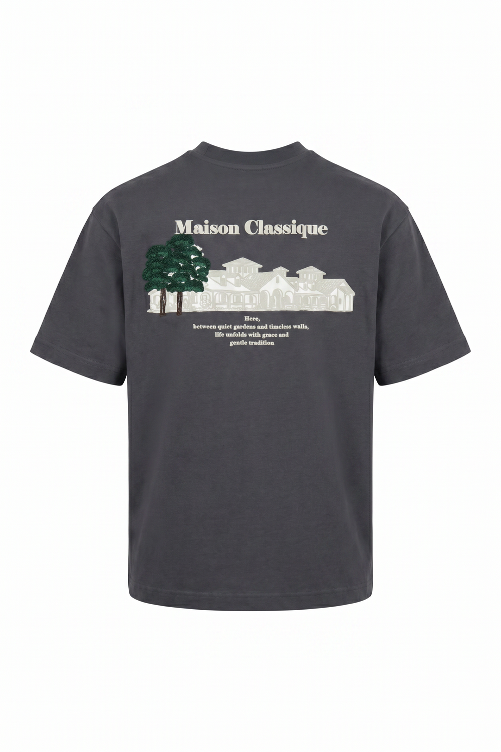 Erkek Maison Baskılı Oversize T-Shirt Füme