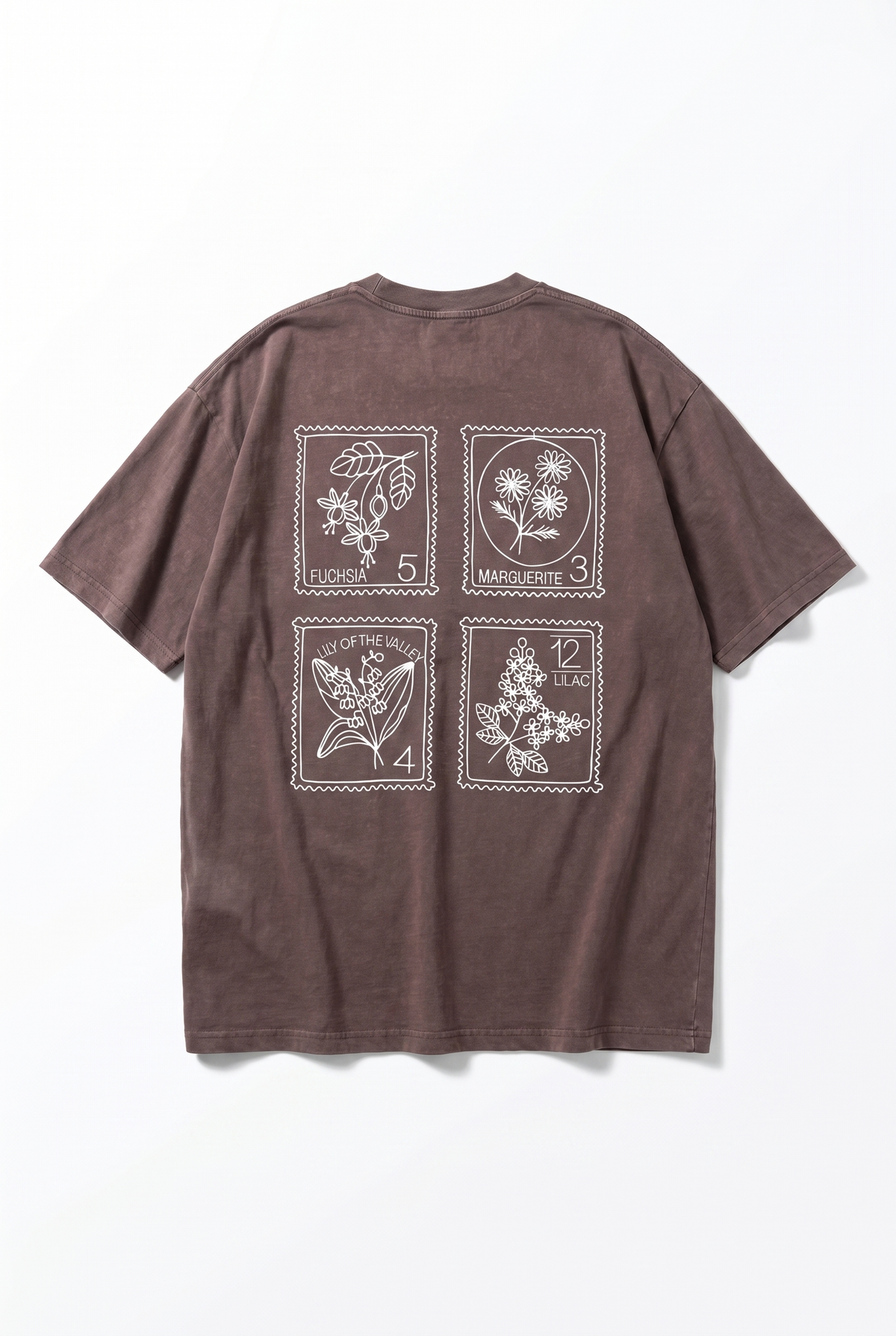 Erkek Nakışlı Oversize T-Shirt Kahve