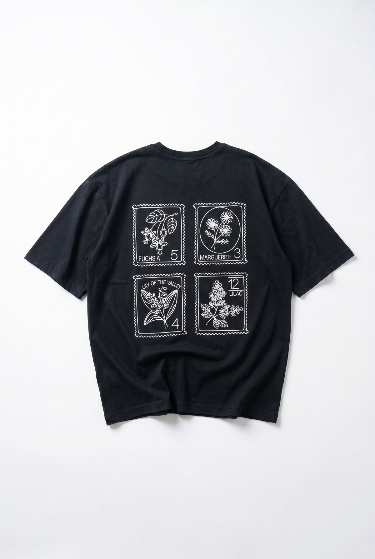 Erkek Nakışlı Oversize T-Shirt Siyah