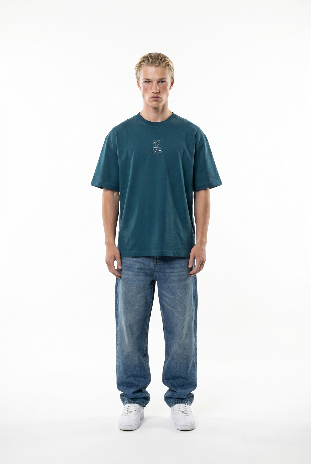 Erkek Nakışlı Oversize T-Shirt Zümrüt