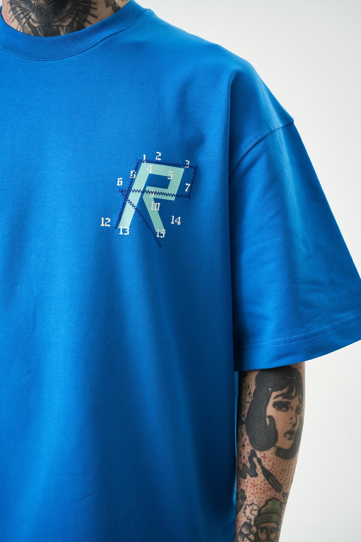 Erkek Numbers Of R Nakışlı Oversize T-Shirt Mavi