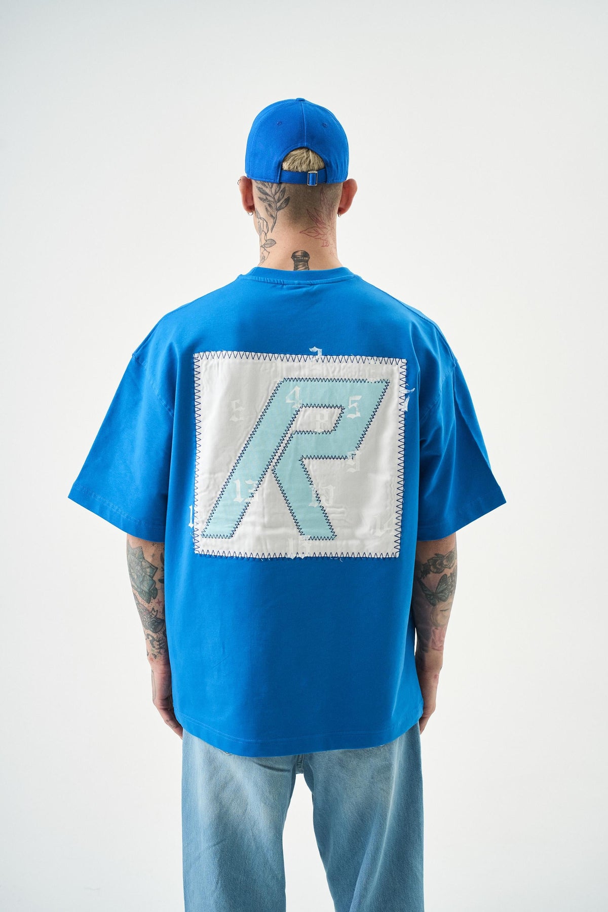Erkek Numbers Of R Nakışlı Oversize T-Shirt Mavi