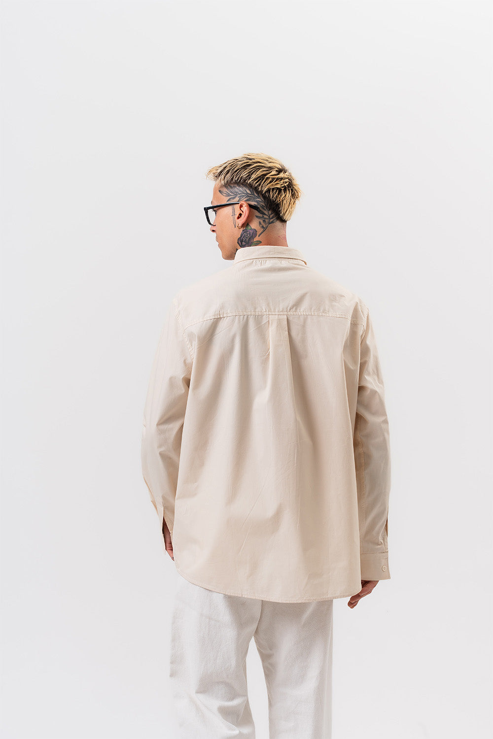 Respire-Erkek Poplin Oversize Gömlek Bej-Gömlek-4-roqelvaxirum.shop