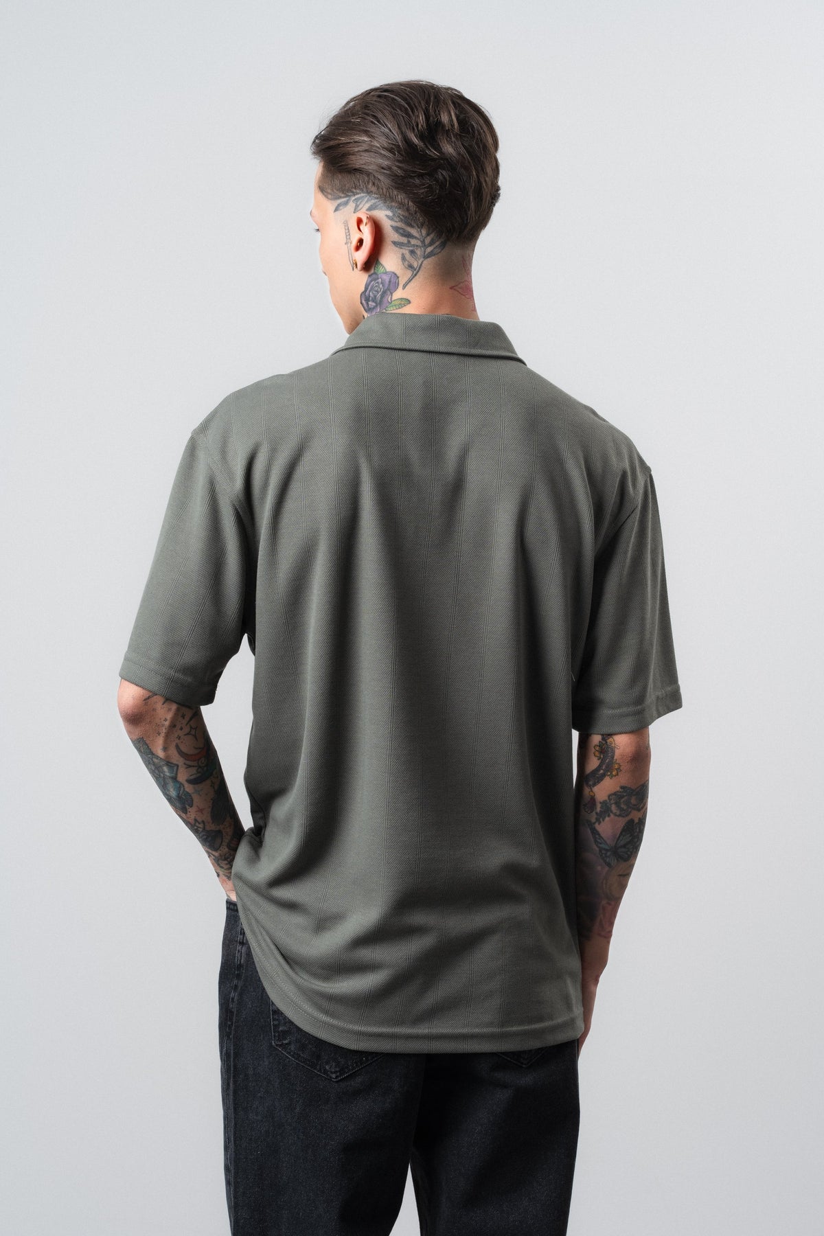 Erkek Senor Yazılı Polo Yaka Regular Fit T-Shirt Haki