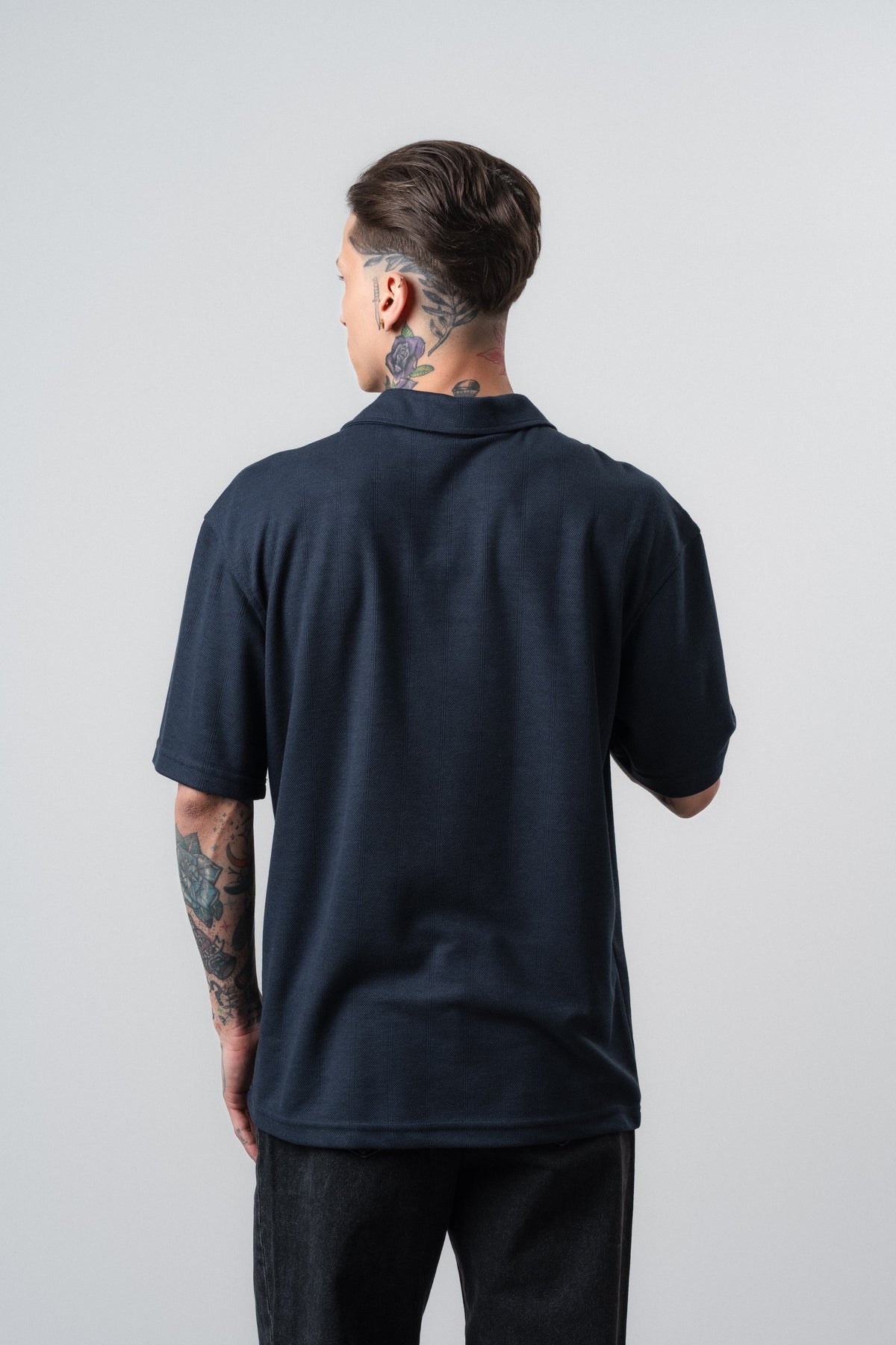 Erkek Senor Yazılı Polo Yaka Regular Fit T-Shirt Lacivert
