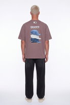 Erkek Shaded Baskılı Oversize T-Shirt Kahve
