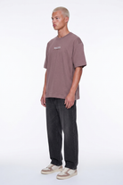 Erkek Shaded Baskılı Oversize T-Shirt Kahve