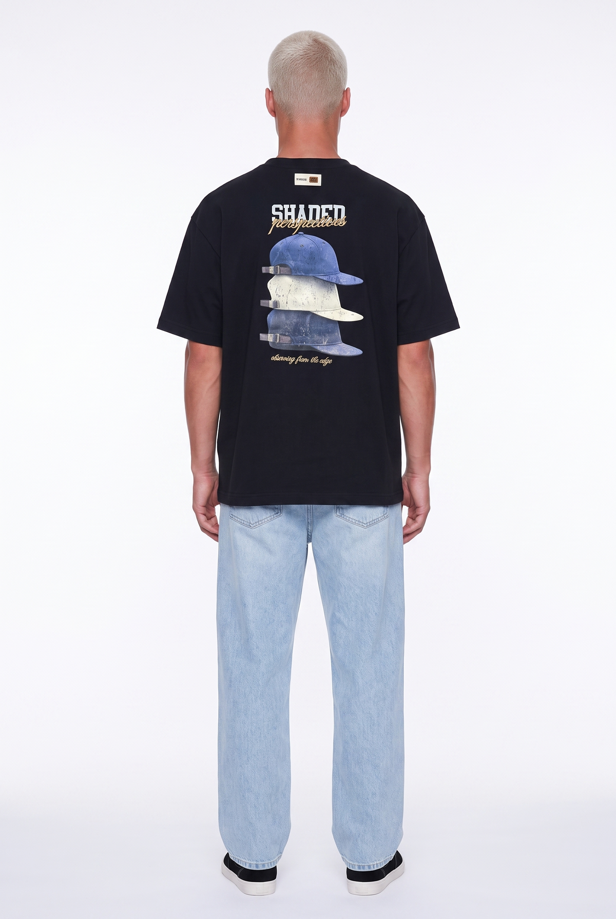 Erkek Shaded Baskılı Oversize T-Shirt Siyah