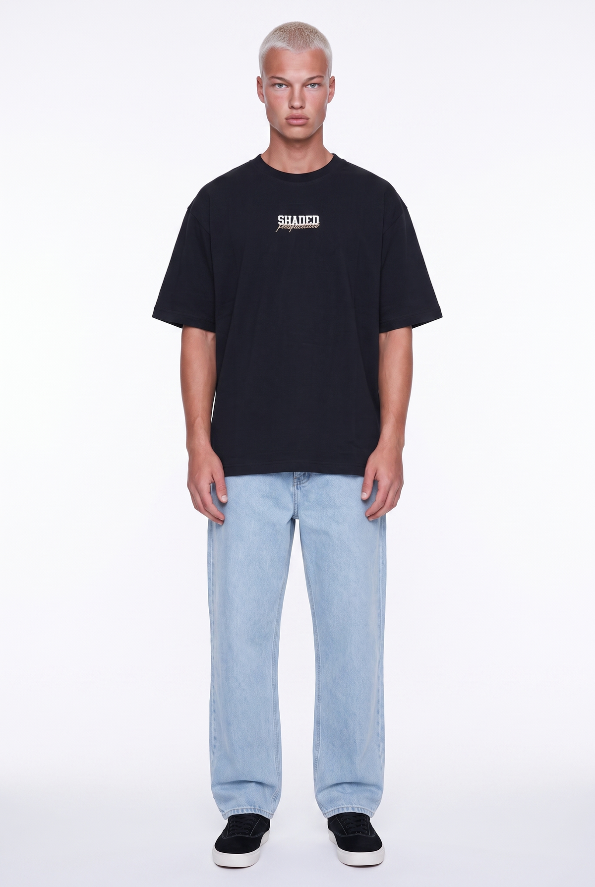 Erkek Shaded Baskılı Oversize T-Shirt Siyah