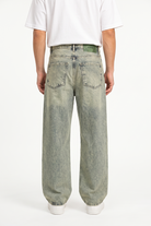 Erkek Washed Basic Baggy Jean Yeşil