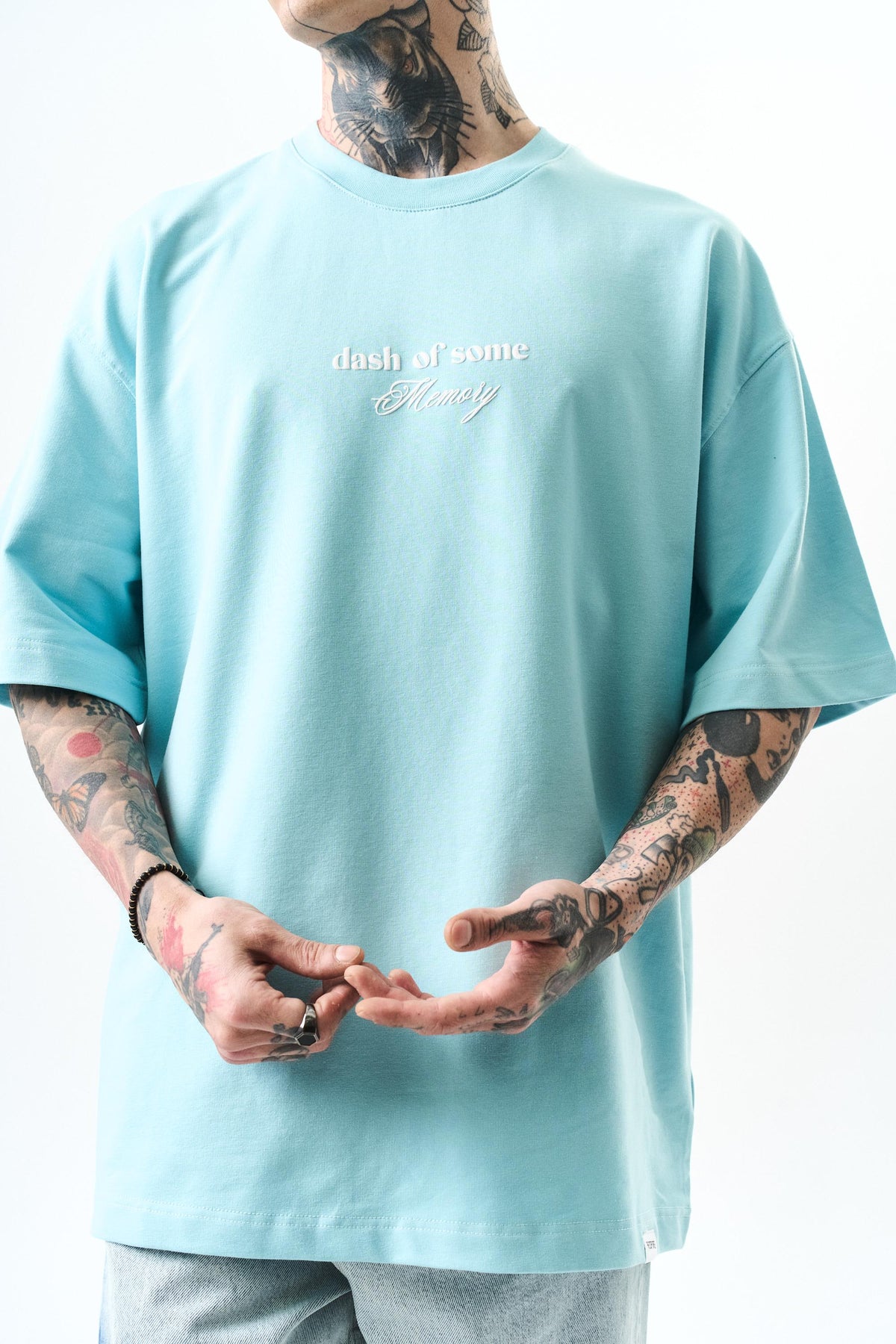 Erkek Memory Baskılı Oversize T-Shirt Bebe Mavi