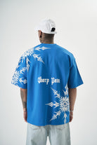 Erkek Sharp Pain Baskılı Oversize T-Shirt Mavi