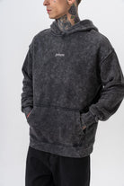 Erkek Snake Baskılı Yıkamalı Kapüşonlu Oversize Hoodie Siyah