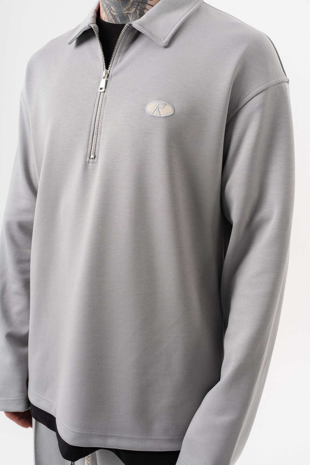 Erkek Yarım Fermuarlı Modal Sweatshirt Gri