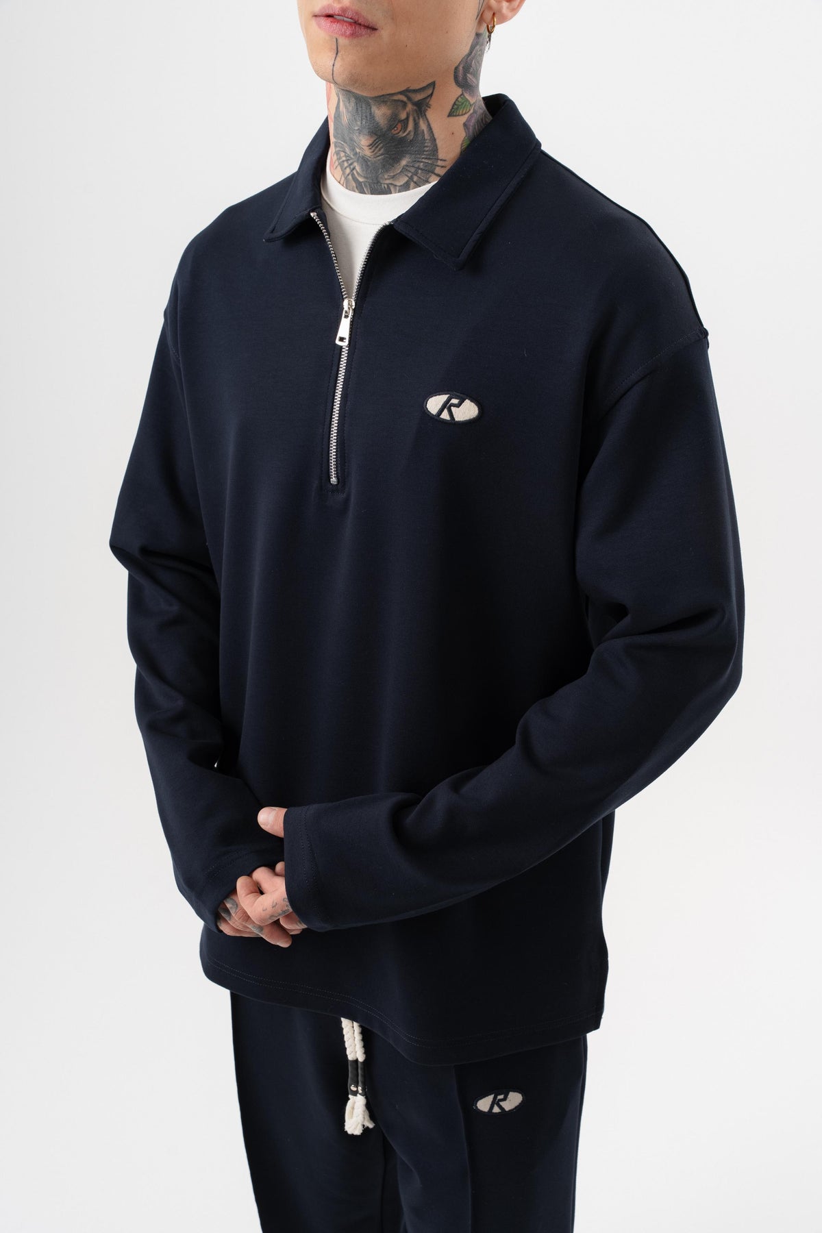 Erkek Yarım Fermuarlı Modal Sweatshirt Lacivert