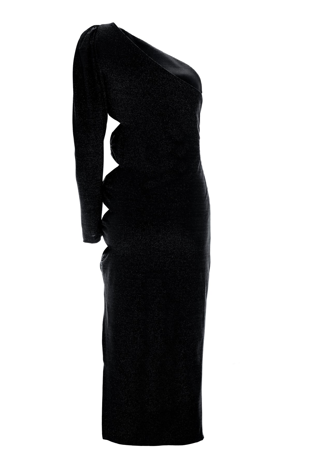 Roccie-Bercy One Shoulder Cutout Stretch Midi Dress-Elbise-3-roqelvaxirum.shop