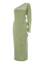 Roccie-Bercy One Shoulder Cutout Stretch Midi Dress-Elbise-4-roqelvaxirum.shop