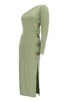 Roccie-Bercy One Shoulder Cutout Stretch Midi Dress-Elbise-6-roqelvaxirum.shop