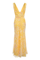 Roccie-Lena Draped Floral Print Chiffon Maxi Dress-Elbise-4-roqelvaxirum.shop