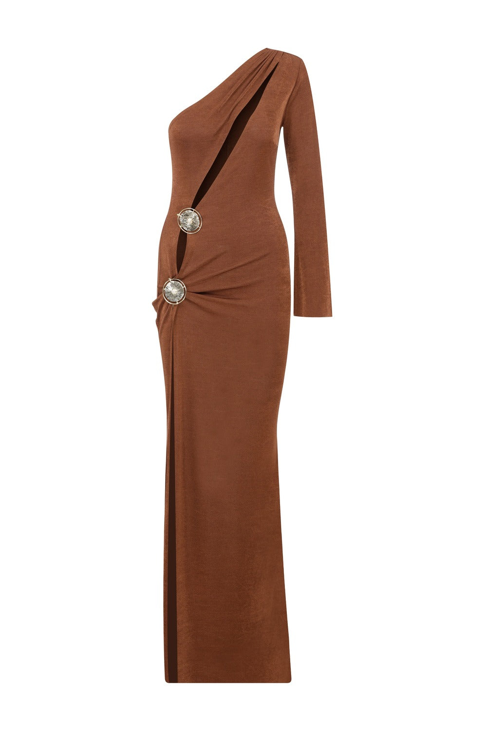 Roccie-Olya One Sleeve Embellished Stretch Maxi Dress-Elbise-1-roqelvaxirum.shop