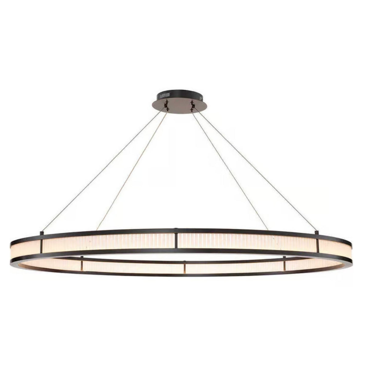 Dione Modern Lüks Kristal Cam Panelli Entegre Led Halkalı Büyük Sarkıt Avize Dio-1139