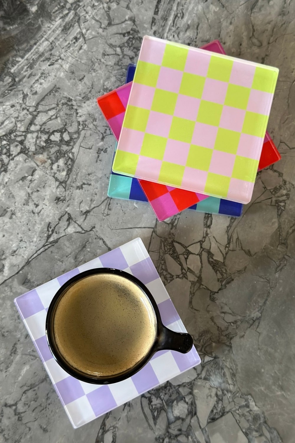 Rooms Design Studio-Retro Checkerboard Bardak Altlığı 4'lü Set-Bardak Altlığı-1-roqelvaxirum.shop
