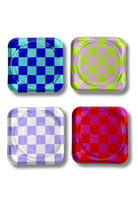 Rooms Design Studio-Retro Checkerboard Cam Bardak Altlığı 4'lü Set-Bardak Altlığı-1-roqelvaxirum.shop