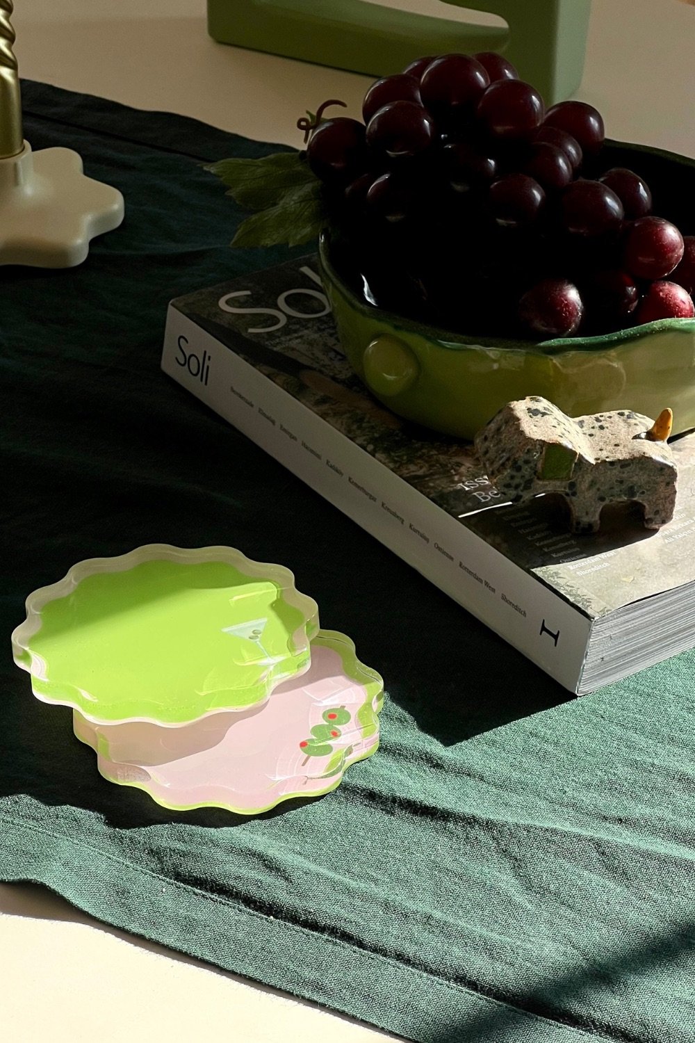Rooms Design Studio-Sip Of Olive Bardak Altlığı 2'li Set-Bardak Altlığı-3-roqelvaxirum.shop